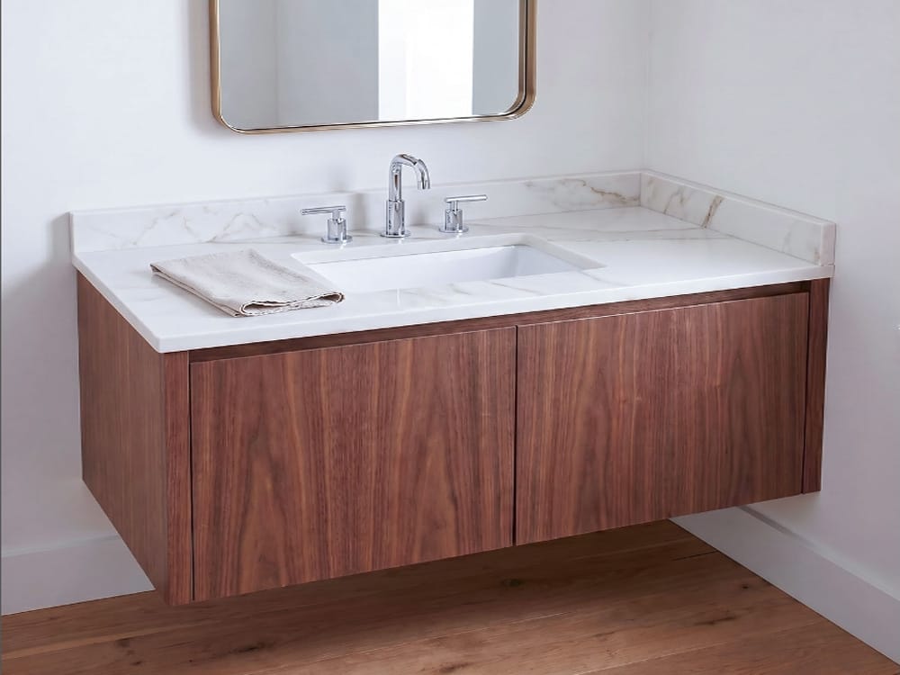 Durable Bathroom Vanity Tops made with premium quartz countertops in Chicagoland