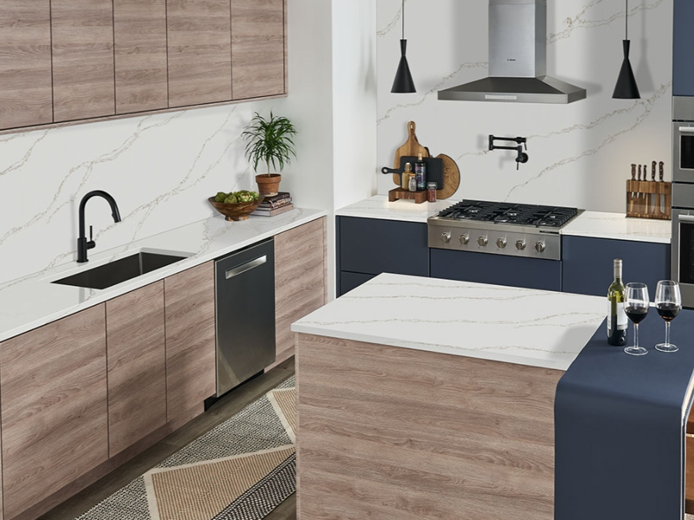 Modern Joliet Kitchen Countertops Joliet Countertops project featuring modern quartz kitchen surfaces in Joliet Illinois