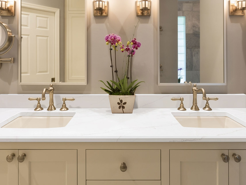 Luxury Joliet Bathroom Countertops Joliet Countertops installation with granite bathroom vanity surfaces in Joliet Illinois