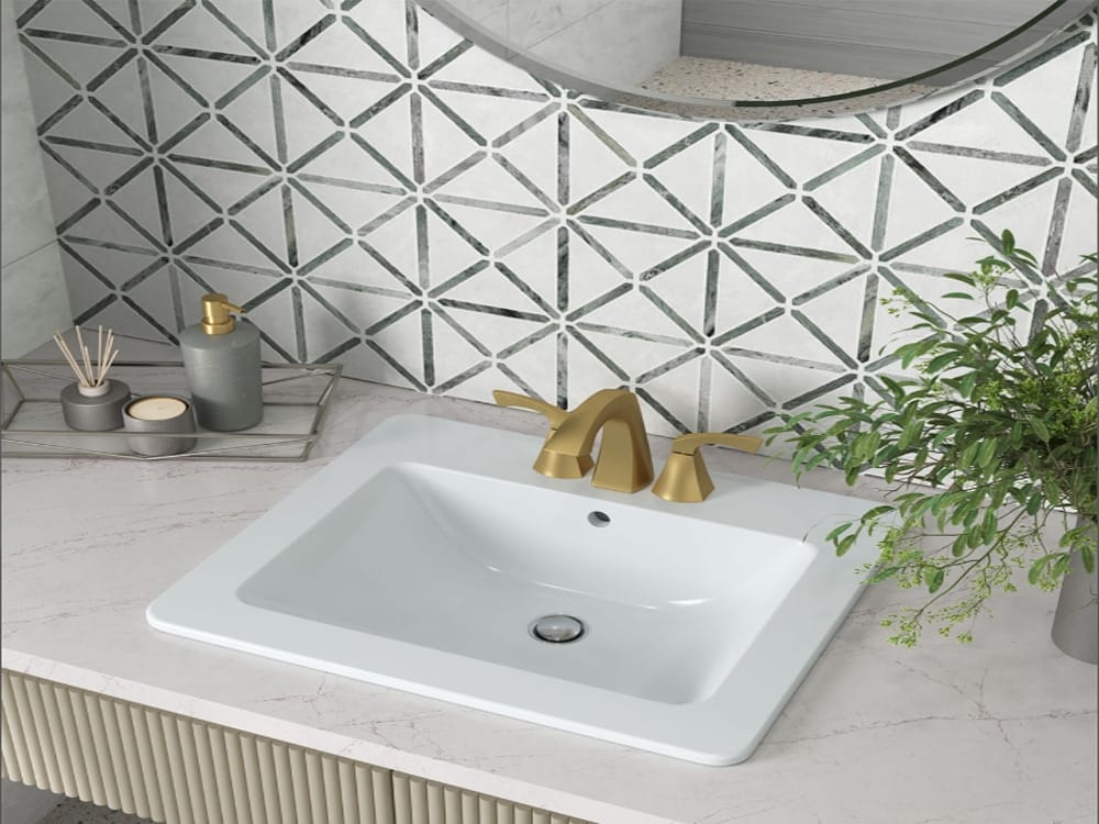 Bathroom Vanity Tops installation with precision fitting for luxury bathroom remodeling project
