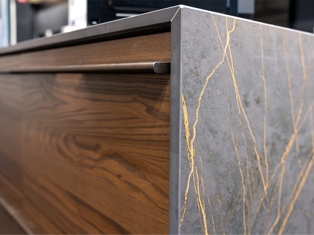 Premium Stone Fabrication Finish Premium Custom Fabrication finishing for quartz countertop remodeling project in Chicagoland