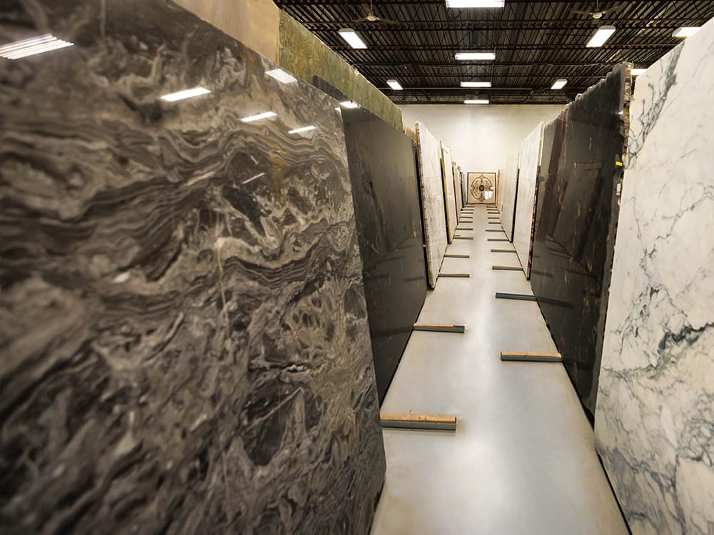 About Aljory Marble granite countertop slab collection in Chicagoland showroom warehouse