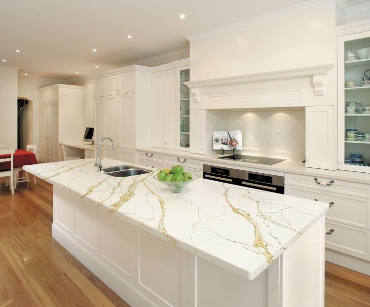 Calacatta quartz countertops installed in a Chicago kitchen
